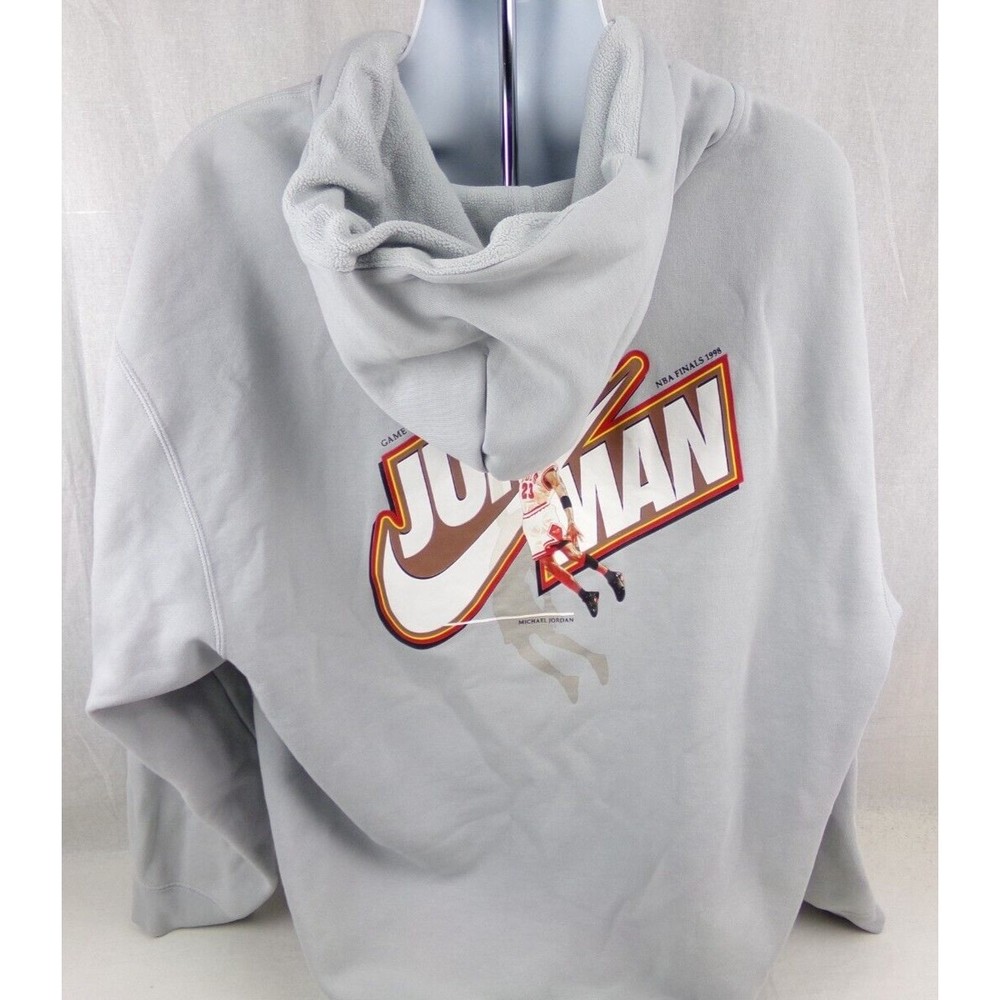 Nike Air Jordan Fleece Hoodie 3XL Gray Full Zip JumpMan Pockets Graphic Print